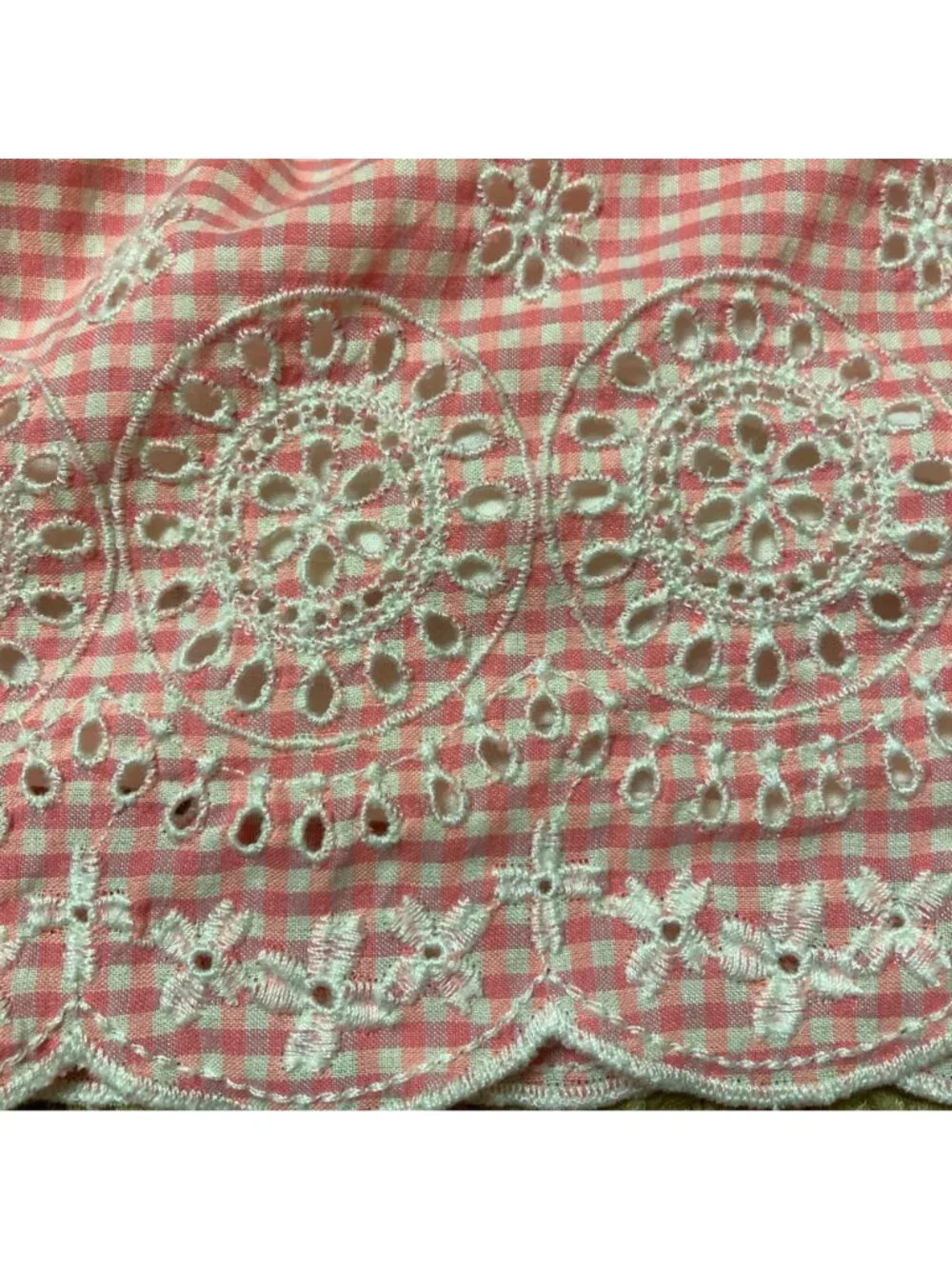 Baby Gap Blouse Girls 4T Pink Gingham Eyelet Embroidered Top